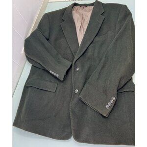 Vintage Hart Schaffner Marx Blazer Sport Coat 46L 100% Camel Hair Green Golf
